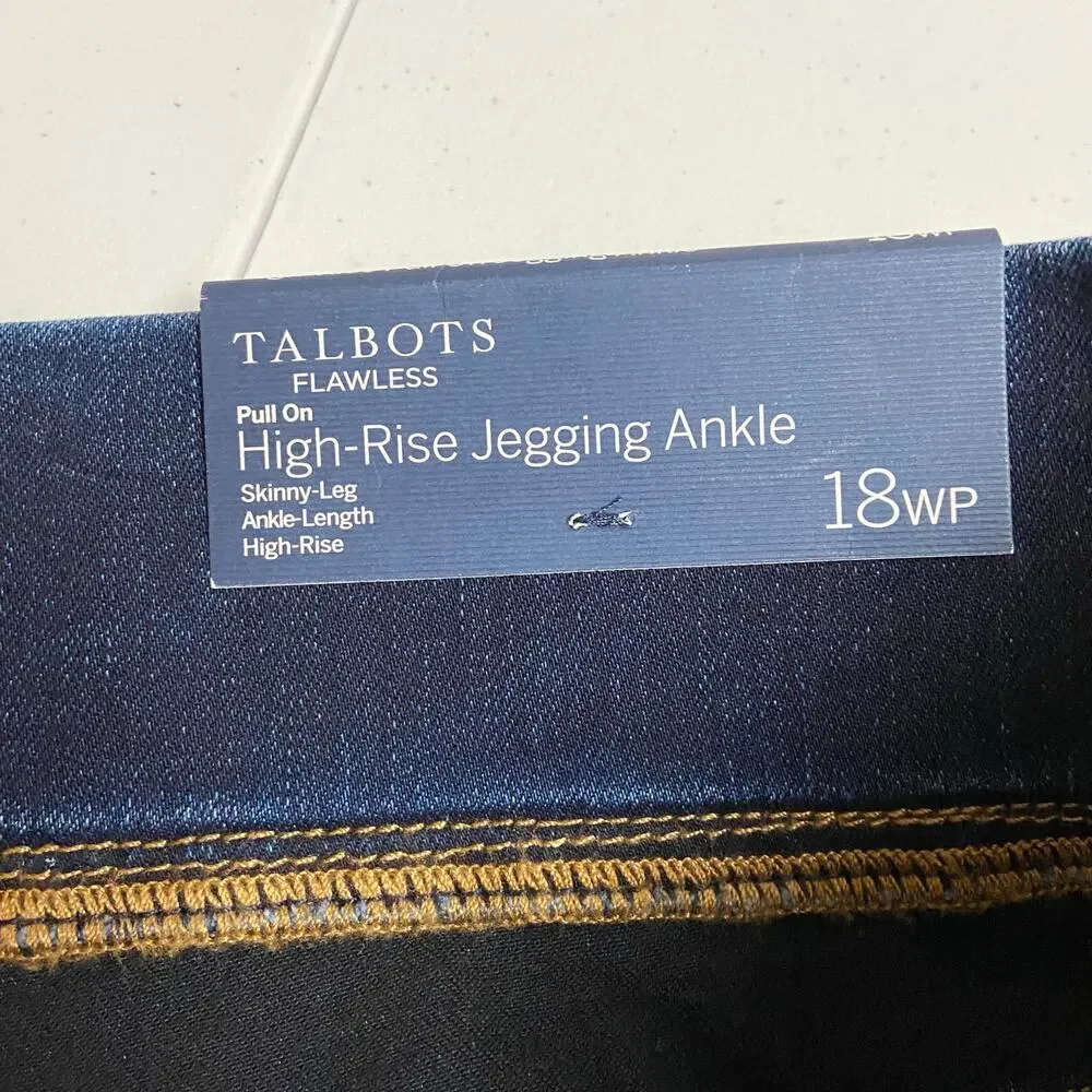 Talbots Jeans Womens 18W Petite Plus Pull On Jegging High Rise Dark Wash Blue - Picture 5 of 10